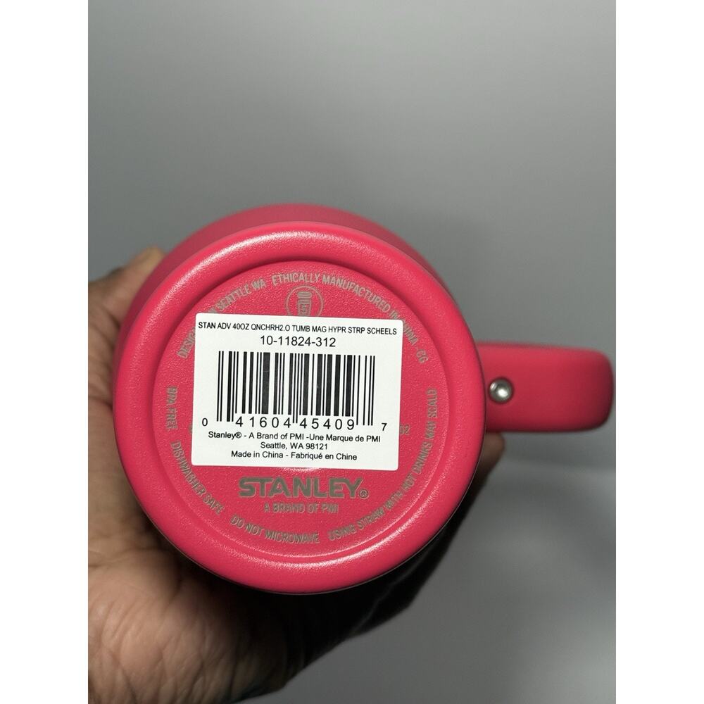 Stanley X Scheels Exclusive MAGENTA HYPER STRIPE 40oz Quencher Tumbler BNWT - Picture 6 of 7